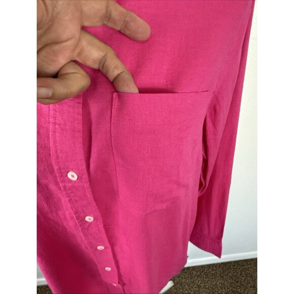Gap Women's M Linen Blend Button Up Shirt Pink NWT 0151 - Picture 15 of 16